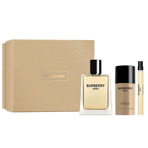Hero by Burberry 3pc Gift Set 3.3 EDT + 0.33 oz EDT Spray + 2.4 oz Deodorant Stick for Men