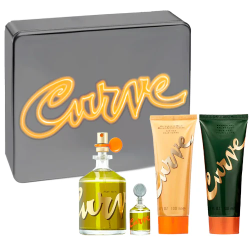 Curve by Liz Claiborne 4pc Gift Set EDC 4.2 oz + Aftershave Balm + Shower Gel + Mini for Men