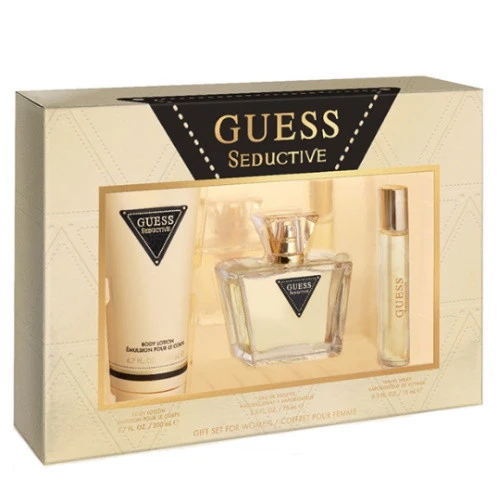 Guess Seductive by Guess 3pc Gift Set EDT 2.5 oz + Body Lotion 6.7 oz + Travel Spray Mini 0.15 oz for Women