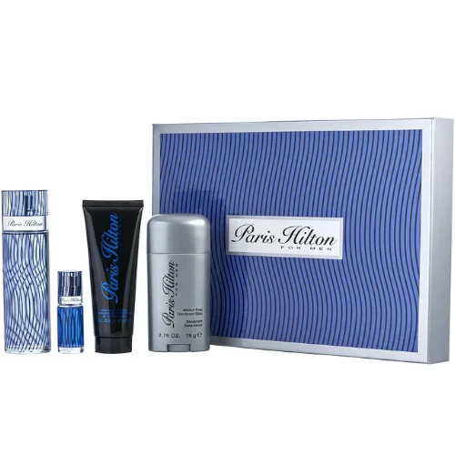 Paris Hilton by Paris Hilton 4pc Gift Set 3.4 oz EDT + 3 oz Hair & Body Wash + 2.75 oz Deodorant Stick + 0.25 oz EDT for Men