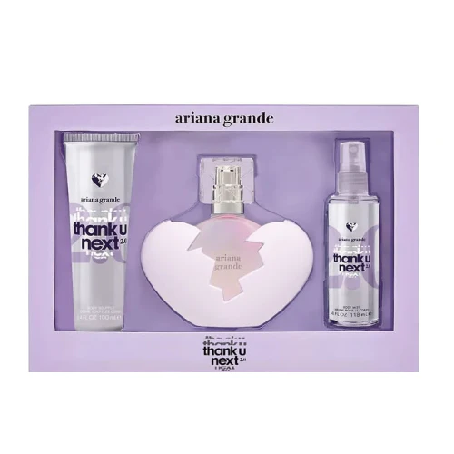 Thank u Next 2.0 by Ariana Grande 3pc Gift Set 3.4 oz EDP + 4.0 Body Mist + 3.4 oz Body Souffle for Women