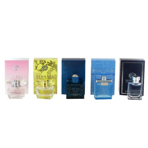 Versace 5 Pc Mini Gift Set 0.17 oz EDT Yellow Diamond + Bright Crystal + Eau Fraiche + Pour Homme + Eros Men
