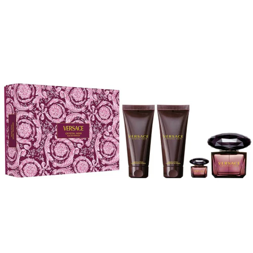 Versace Crystal Noir by Versace 4pc Gift Set 3 oz EDP + Bath and Shower Gel + Body Lotion + Mini for Women