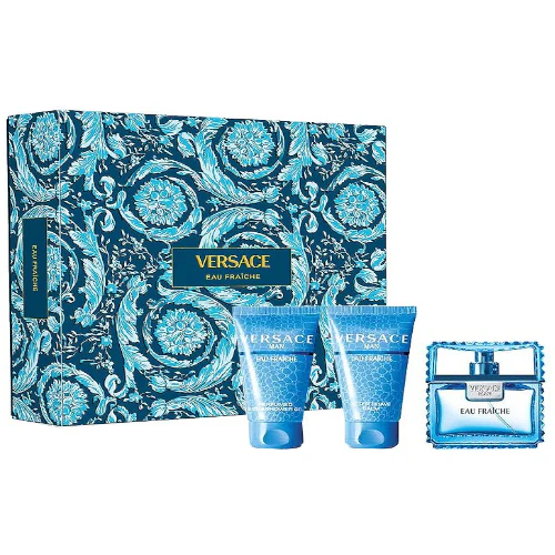 Versace Man Eau Fraiche by Versace 3 Pcs Gift Set 1.7 oz EDT + 1.7 oz After Shave Balm + 1.7 oz Shower Gel for Men