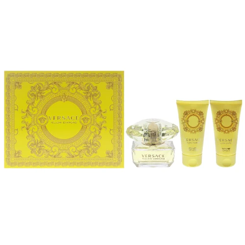 Versace Yellow Diamond by Versace 3pc Gift Set EDT 1.7 oz + Bath & Shower Gel + Body Lotion for Women